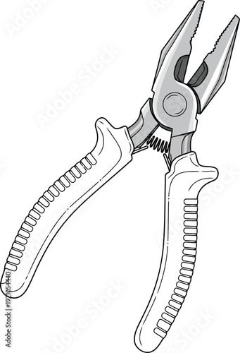 Detailed sketch of pliers tool hand drawn illustration isolated on for crafting and repair vector