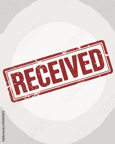 Red "Received" Rubber Stamp Mark - Official Confirmation of Document Delivery and Business Transaction Approval in a Professional Corporate Environment - Isolated on White Background Symbolizing Authe