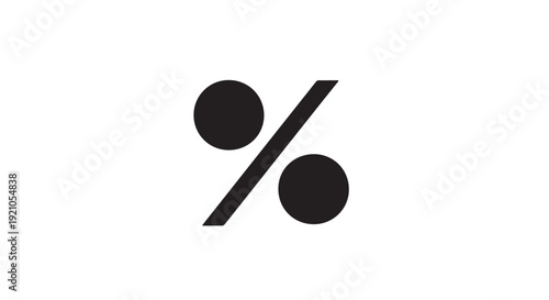 Percent Sign in Simple Flat Design with Black Color on White Background for Financial Icon