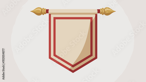 Medieval Decorative Banner Flag for Heraldry, Royal Announcement or Fantasy Game Award, Symbolizing History, Tradition, and Nobility; Empty Space for Text or Coat of Arms in a Simple, Clean, and Elega