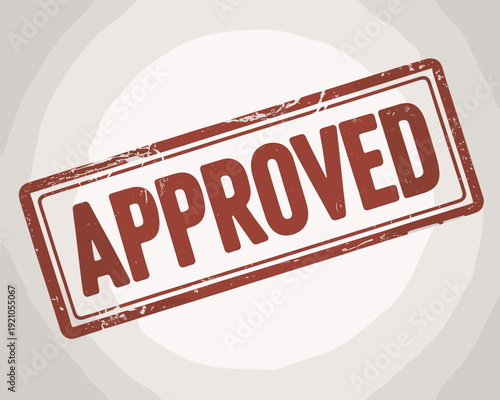 Approved Stamp Graphic Resource: Red Rectangular Rubber Stamp With Textured Edges and "APPROVED" Text, Symbolizing Authorization, Agreement, Validation, Official Decision, Success, and Positive Outcom