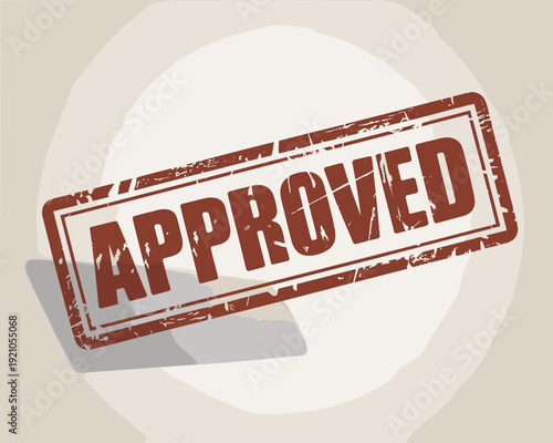 Approved Stamp on Textured Background: Official Business Seal for Document Approval, Certification, and Quality Assurance in Corporate, Legal, and Government Sectors. Realistic Vintage Stamp Imprint S