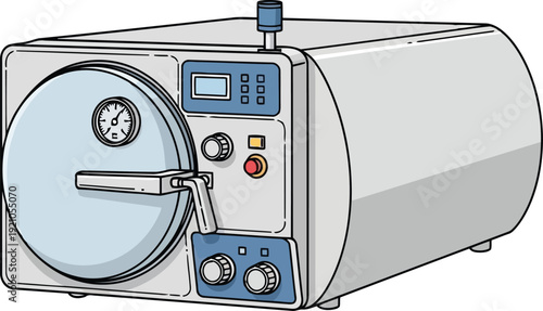 Modern medical autoclave sterilizer machine for healthcare and laboratory sterilization vector