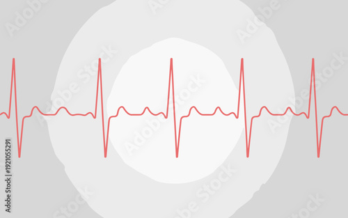 Vibrant Red Electrocardiogram Heartbeat Line on a Clean Light Gray Gradient Background, Representing Health, Life Force, Vitality, and Medical Technology; Ideal for Cardiology, Health Insurance, Welln