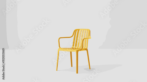 Vibrant Yellow Modern Armchair: Sleek Slatted Design for Contemporary Living Spaces, Outdoor Patio Furniture, Minimalist Office Seating, and Chic Café Ambiance | Versatile Indoor-Outdoor Piece, Ergono