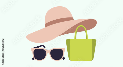 Summer Accessories Hat Sunglasses Handbag.