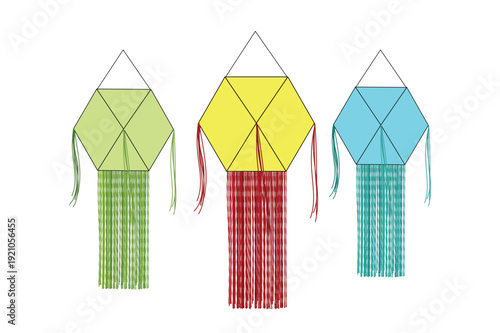 set of colorful vesak lanterns 