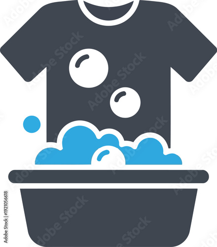 Tshirt laundry washing bathtub bubbles clean clothes freshness hygiene service vector