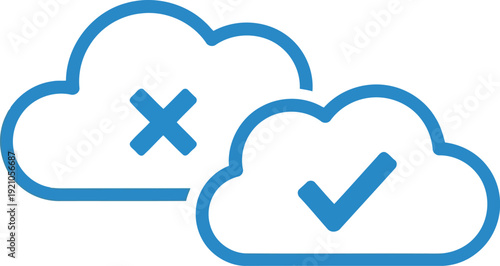 Cloud storage options with approval and rejection symbols for digital data management solutions vector