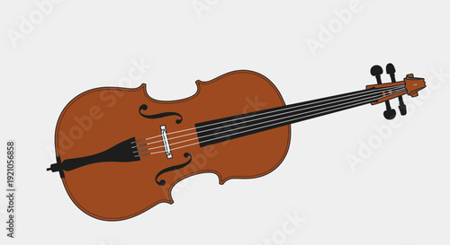Isolated Cello Illustration on a Light Grey Background