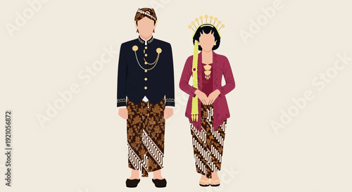 Javanese Couple in Traditional Wedding Attire
