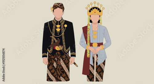 Javanese Couple Traditional Wedding Attire