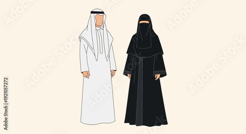 Middle Eastern Couple in Traditional Clothing - Man and Woman