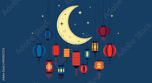 Mid-Autumn Festival Moon and Lanterns