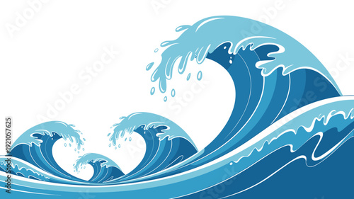 Dynamic ocean waves crashing ashore during a powerful stormy weather event, illustrating nature's force and the beauty of turbulent seas, perfect for travel promotion, environmental awareness campaign