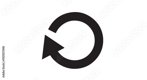 Black reload icon in simple modern design with bold lines on white background for web interface