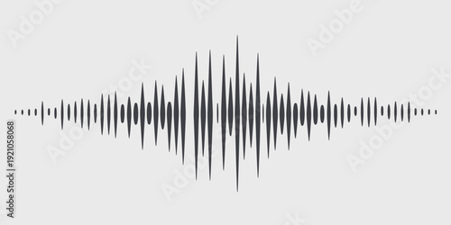 Abstract Sound Waveform Graphic - Digital Audio Signal Visualization with Varying Amplitude Fluctuations, Representing Music Production, Voice Recording, or Data Analysis. Minimalist Vector Art for Te