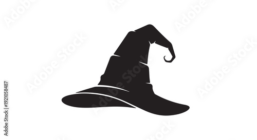 Witch Hat Silhouette Dark Mystical Black Vector Illustration for Halloween