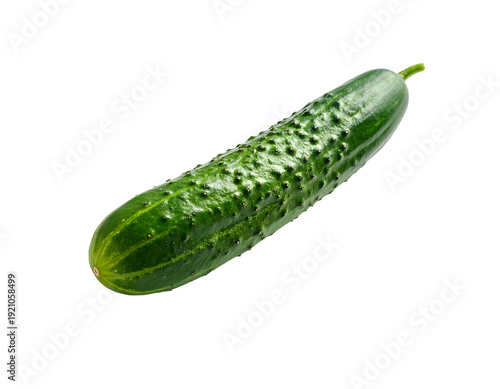 Fresh vibrant cucumber isolated on a clean white background ready to eat.