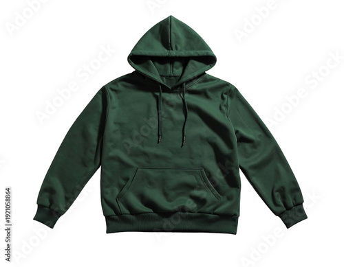 Green hoodie isolated on white background casual clothing.