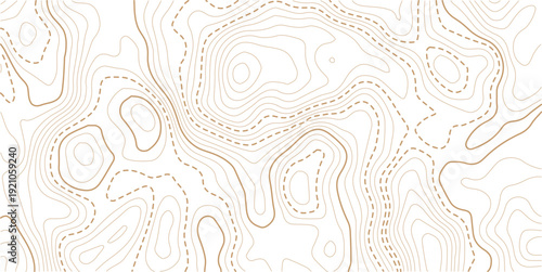 Topographic gold luxury map background. Geographic abstract pattern. Topo contour map on white background. Abstract background with waves Geographic mountain relief.