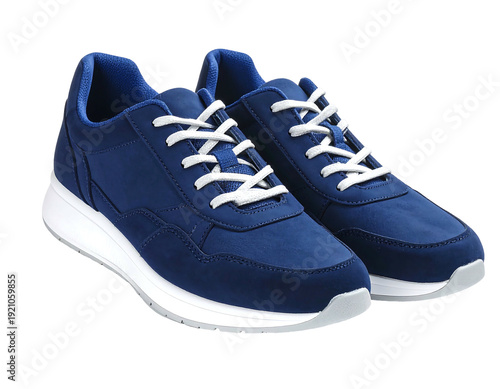 Stylish Blue Sneakers with White Laces and Sole for Everyday Wear.