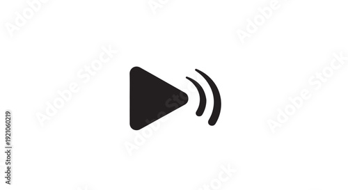 Play Button Icon in Simple Design with Black Color on White Background for UI Element
