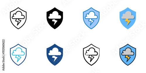 Extreme Weather icons set multiple style collection. Editable stroke 
