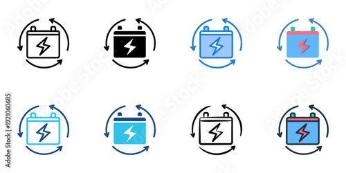 Power Outage icons set multiple style collection. Editable stroke 
