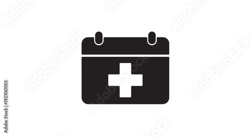 Medical Calendar Icon in Simple Flat Design with Monochromatic Color Scheme on White Background for Healthcare App