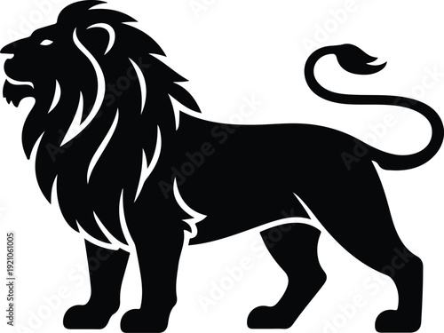 Lion Silhouette Icon Side View Symbol of Courage, Bravery and Power