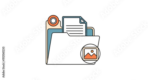 Folder Icon with Documents and Image.