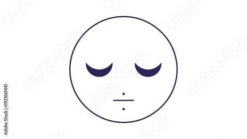 minimalist icon of calm introspection and analytical problem-solving featuring closed eyes and a division mouth.