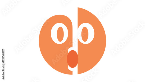 orange abstract surprised face graphic minimalist emoji illustration conveying surprise ideal for communication and design.
