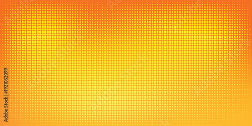 Abstract bright yellow and orange halftone dots pattern on vibrant gradient background eps10