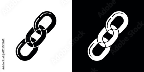 Black and white chain links on split tone backgrounds