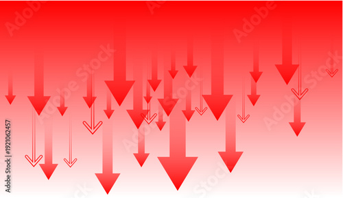 Downward red arrows trend decline vector illustration flat design graphic art