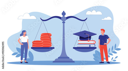 Education Cost vs Tuition Fees Illustration – College Expenses and Academic Investment Concept