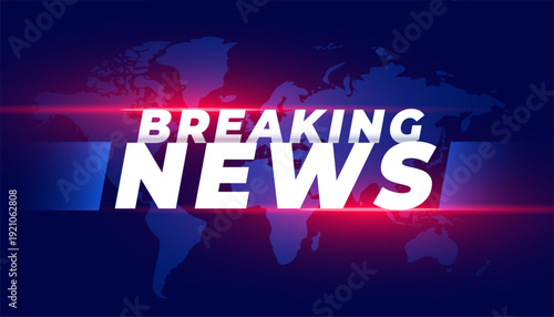 global breaking news reporting background with world map