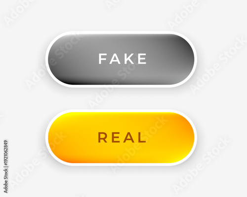 3d style fake or real certify buttons on white background