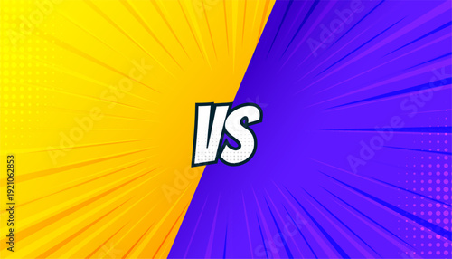 yellow purple versus vs conflict battle background in comic style