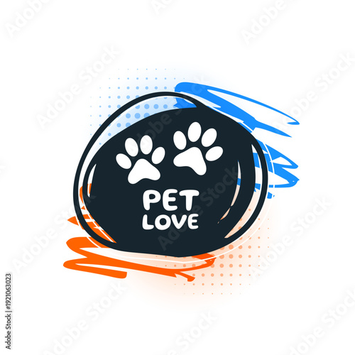 doodle style paw feet print background for pet love and care