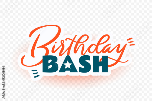 isolated birthday bash typography sticker design