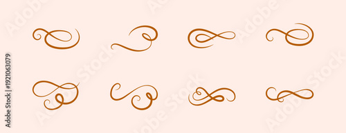 artistic floral swoosh lines ornate elements in set