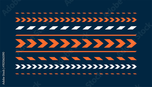 set of forward direction arrow stripe lines design