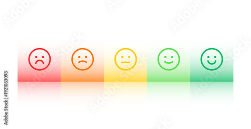 line style emoji mood meter scale for customer feedback or opinion