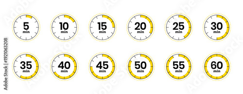 set of countdown timer deadline indicator symbol design
