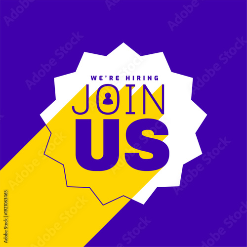 we are hiring join us announcement purple template