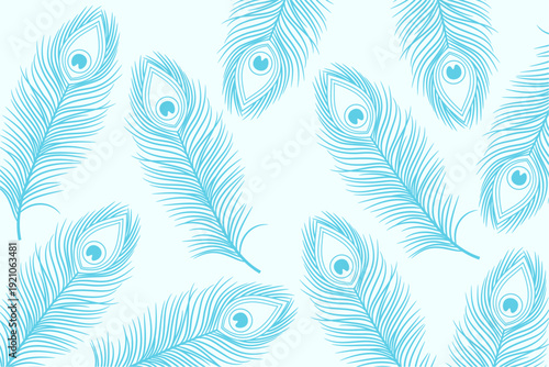 decorative blue peacock feather pattern background