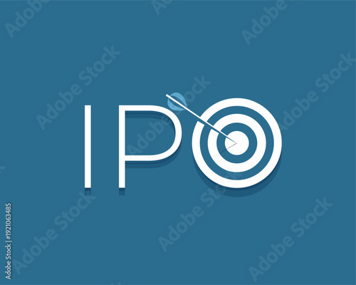 ipo initial public offering target goal concept with arrow hitting bullseye